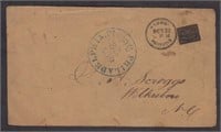 US Stamps #15L13 acid tied on front to Wilkesboro,