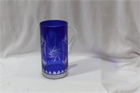 A Cobalt Blue Cut Glass Mug