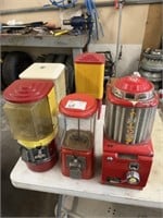 6 vintage gumball/candy machines