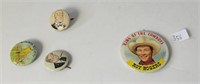 PIN BACK BUTTON ROY ROGERS KING OF THE COWBOYS