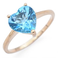 Vintage 14K Yellow Gold Blue Topaz Heart Band Ring