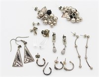 GROUP LOT OF SILVER-TONED POST BACK EARRINGS