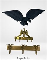Vintage Eagle Plaque & Key Holder & Brass Goat Rac