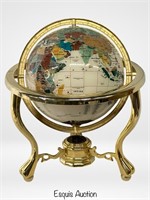 Gemstones & Mother of Pearl inlaid World Globe