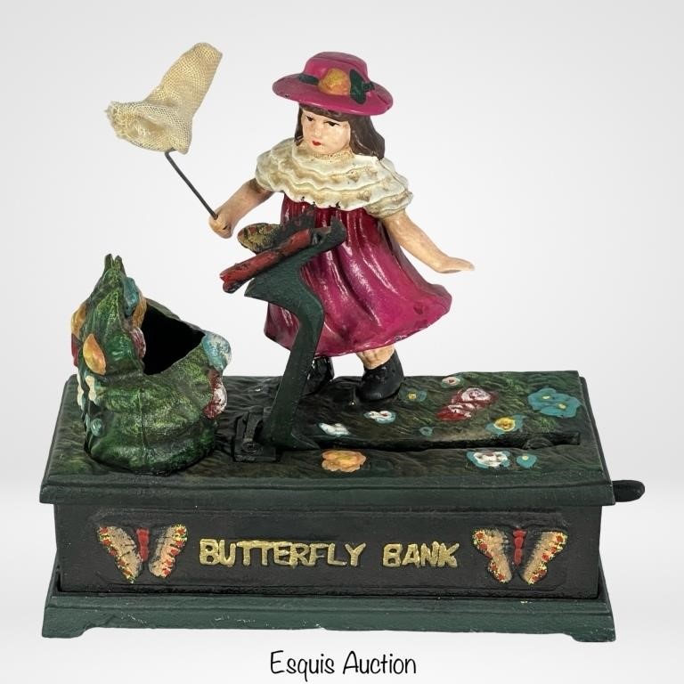 Cast Iron Mechanical "Butterfly" Bank