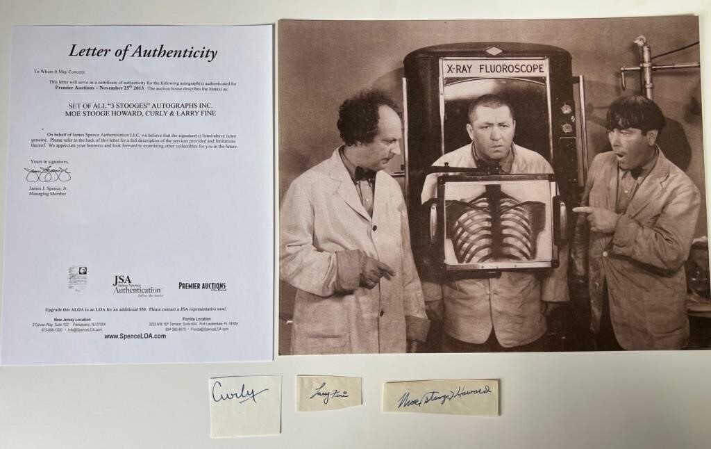 The Three Stooges- Set of All 3 Autographs