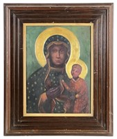 Greek Orthodox Madonna & Child Icon Oil Painting