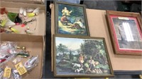 3 Boxes pictures, hunting & fishing items