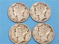 4 Silver Mecury Head Dime Coins