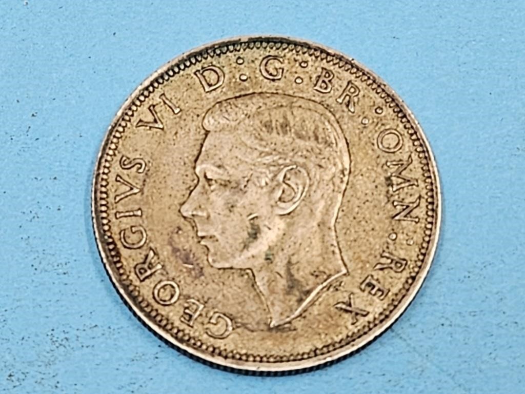 1942 British Half Crown 50% Silver Coin Coin
