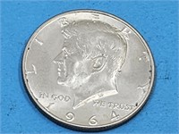 1964  D Half Dollar Kennedy Silver Coin