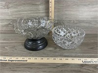 Glass Compote & Glass Bowl