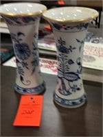 2- Meissen Germany blue/white 9.5” vases