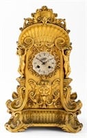 Louis XV Style Gilt Brass Mantle Clock