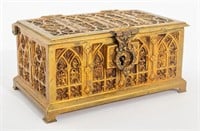 Spanish Gothic Revival Gilt Bronze Jewelry Box