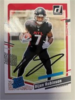 Falcons Bijan Robinson Signed Card with COA