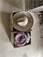2 boxes of hats, belts, & back sctatchers
