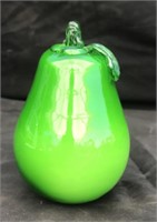 Murano Glass Green Pear 4 1/2” x 3”