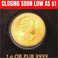 24K  1G Maple Leaf Canadian Royal Mint Condition