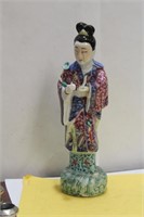 An Antique Chinese Famille Rose Lade Figure
