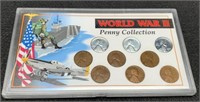9 Coin Display WWII Penny Collection