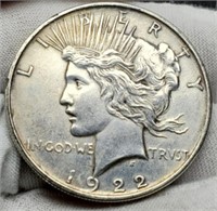1922-D Peace Silver Dollar w/ Reverse Glue Residue