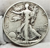 1938-D Walking Liberty Half Dollar XF