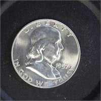 US Coins 1957-D Silver Franklin Half Dollar