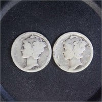 US Coins 1924-D and 1924-S Mercury Dimes