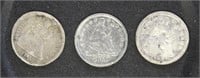 US Coins 3 x Half-Dimes, circulated/damaged 1853-1