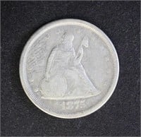 US Coins 1875-S Twenty Cent Piece, circulated