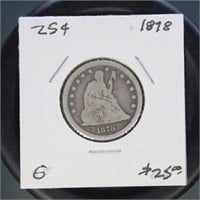 US Coins 4 Seated Liberty Quarters, circulated, wi