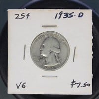 US Coins Group of 5 1935-D Washington Quarters, ci