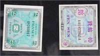 Military Payment Certificates, WWII, France and Ja