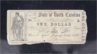 State of North Carolina $1 Note, 1866, circulated
