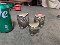 3 VTG Brass Owls