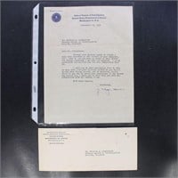 Autographs J. Edgar Hoover signed letter dated Sep