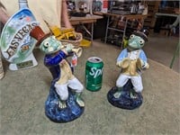 2 Ceramic Frog Musicians