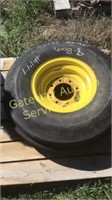 John Deere 8 bolt rim tire size10-16 8 ply.