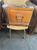 BATH BENCH W/ BACK AND ARMS, SHOWER STOOL,