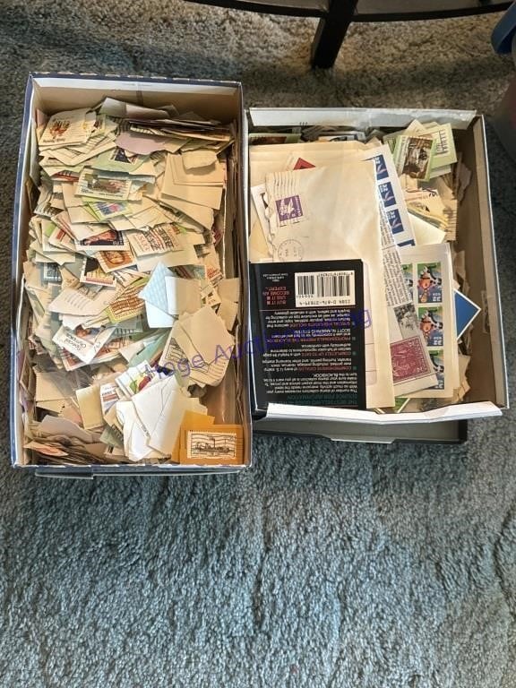 2 BOXES--NEW AND CANCELLED STAMPS