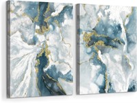 Double Trees 2 Piece Abstract Marble Canvas Art