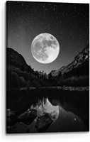 Full Moon Canvas Wall Art: Night View  24x16.