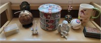L - MIXED LOT OF FIGURINES, TRINKET BOXES & MORE