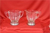 Set of Two Sterling Rim Cream and Sugar Container