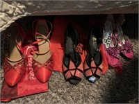 TRIO OF RED & PINK BALLROOM DANCE SHOES 6.5-7