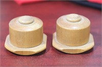 A Pair of Wooden Salt and Pepper Shakers