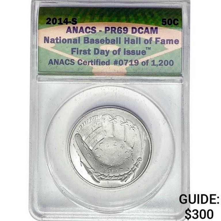 2014-S Baseball HOF 1st Day of Issue 50C Piece