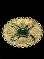 3.00ct Colombian Emerald Victorian Gold Brooch