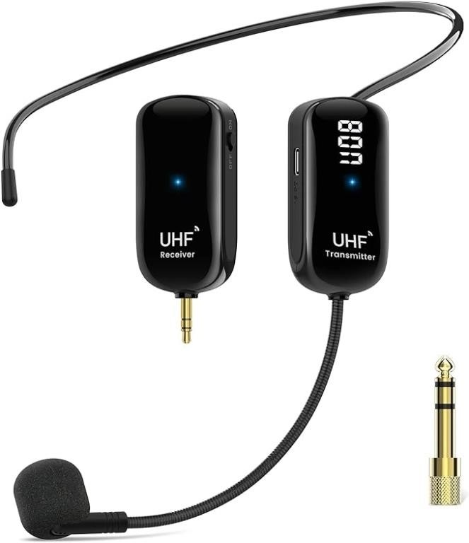 1Mii UHF Wireless Microphone Headset, 165ft Range,